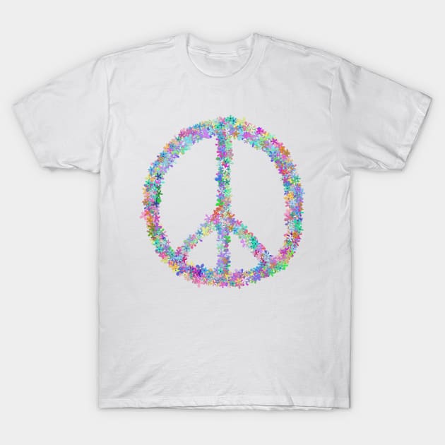 Peace Flower Power Sign T-Shirt by Art by Deborah Camp